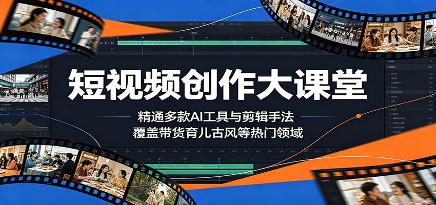 短视频创作大课堂：精通多款AI工具与剪辑手法，覆盖带货、育儿、古风等热门领域-大川资源分享站