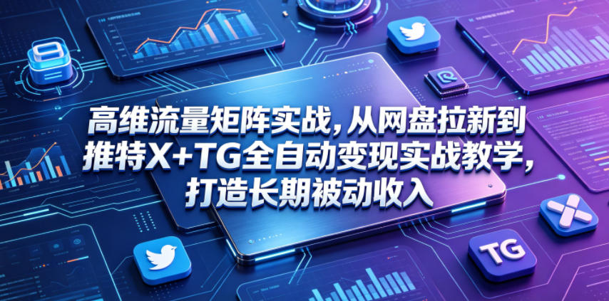 高维流量矩阵实战，从网盘拉新到推特X+TG全自动变现实战教学，打造长期被动收入-大川资源分享站