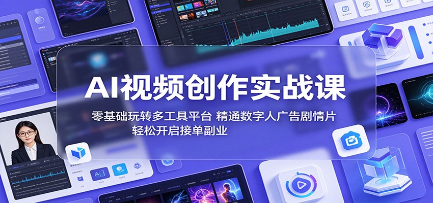 AI视频创作实战课：零基础玩转多工具平台，精通数字人广告、剧情片，轻松开启接单副业-大川资源分享站