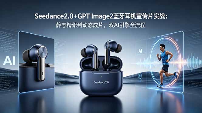 Seedance2.0+GPT Image2蓝牙耳机宣传片实战：静态精修到动态成片，双AI引擎全流程-大川资源分享站