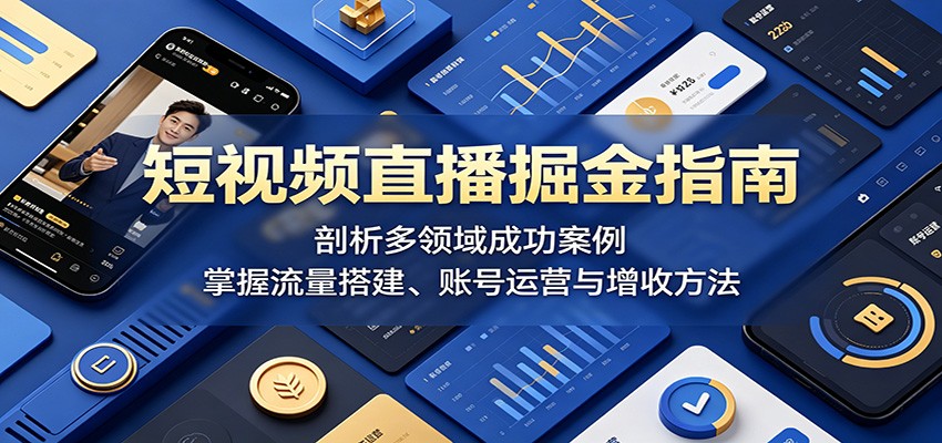 短视频直播掘金指南：剖析多领域成功案例，掌握流量搭建、账号运营与增收方法-大川资源分享站