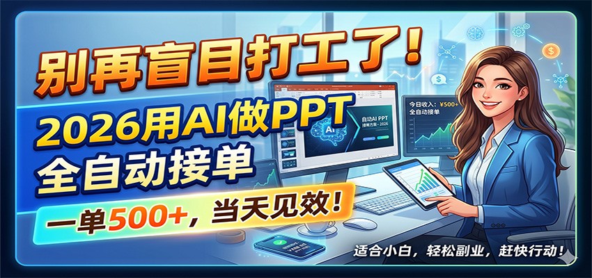 别再盲目打工了！2026用AI做PPT全自动接单，一单5张+，当天见效！-大川资源分享站