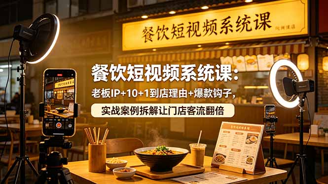 餐饮短视频系统课：老板IP+10+1到店理由+爆款钩子，实战案例拆解让门店客流翻倍-大川资源分享站