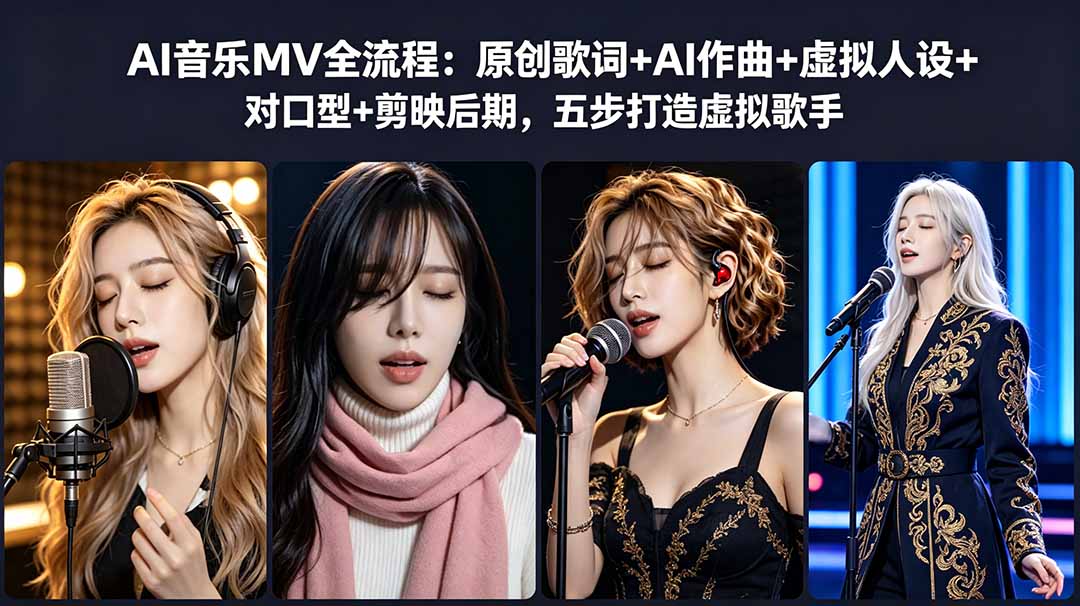 AI音乐MV全流程：原创歌词+AI作曲+虚拟人设+对口型+剪映后期，五步打造虚拟歌手-大川资源分享站