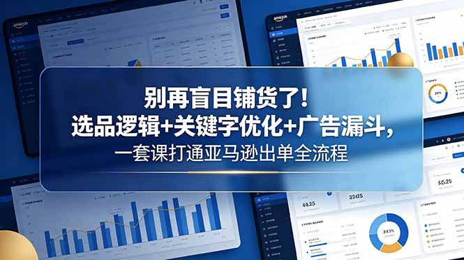 别再盲目铺货了！选品逻辑+关键字优化+广告漏斗，一套课打通亚马逊出单全流程-大川资源分享站