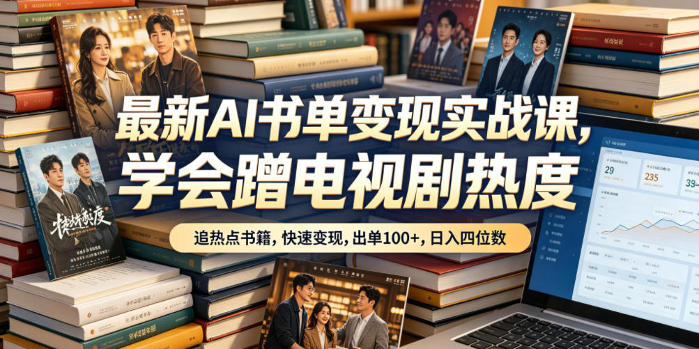 最新AI书单变现实战课，学会蹭电视剧热度，追热点书籍，快速变现，出单100+，日入四位数-大川资源分享站