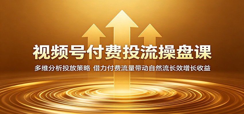 视频号付费投流操盘课:多维分析投放策略,借力付费流量带动自然流长效增长收益-大川资源分享站