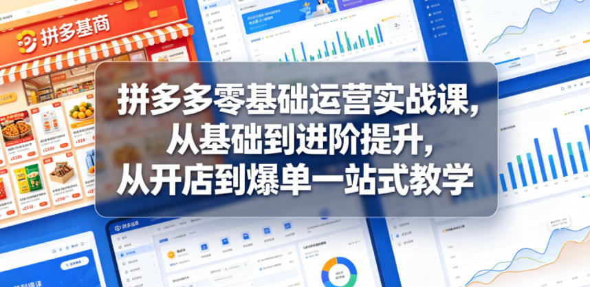 拼多多零基础运营实战课，从基础到进阶提升，从开店到爆单一站式教学-大川资源分享站