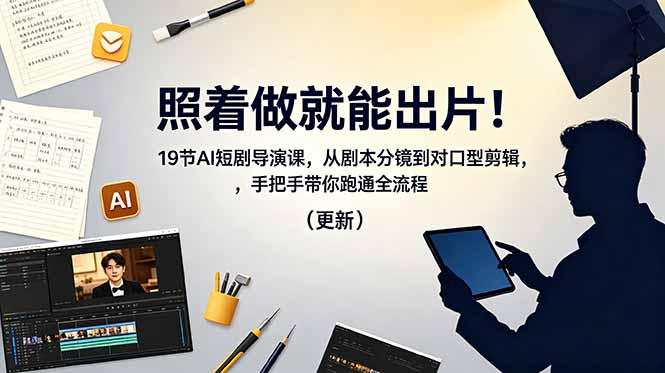 照着做就能出片！19节AI短剧导演课，从剧本分镜到对口型剪辑，手把手带你跑通全流程(更新-大川资源分享站