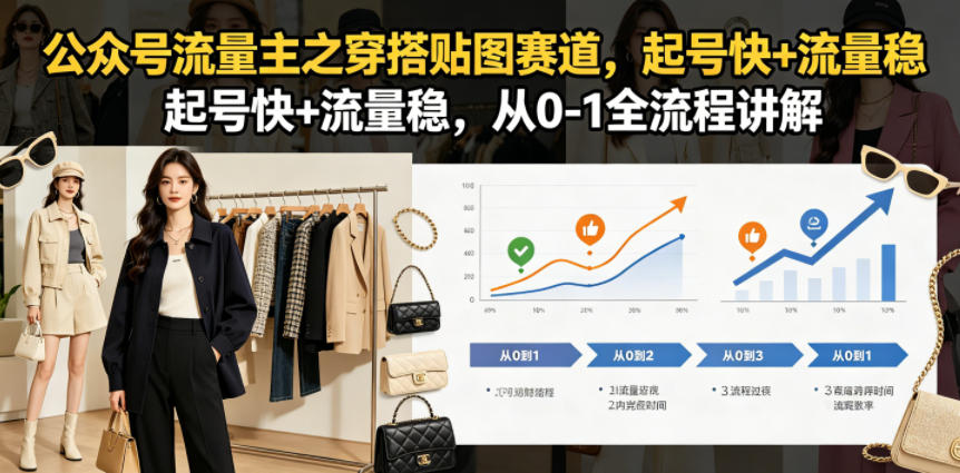 公众号流量主之穿搭贴图赛道，起号快+流量稳，从0-1全流程讲解-大川资源分享站