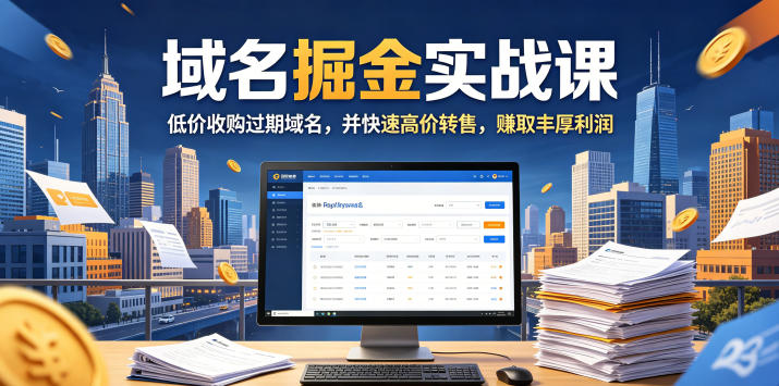域名交易掘金实战课，低价收购过期域名，并快速高价转售，賺取丰厚利润【原创双语字幕】-大川资源分享站