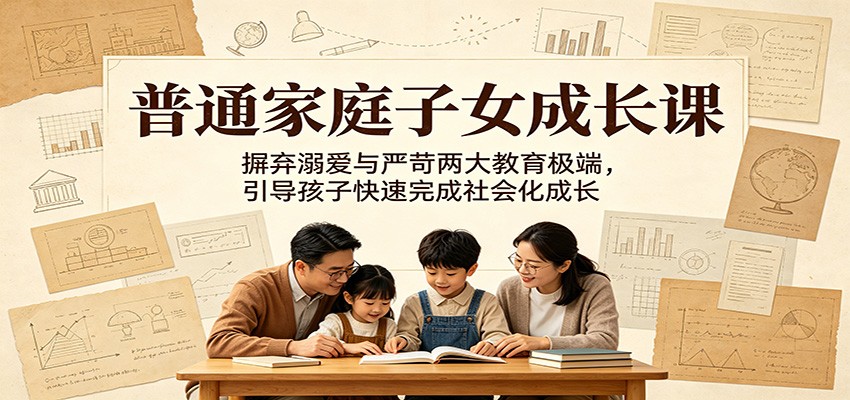 普通家庭子女成长课：摒弃溺爱与严苛两大教育极端，引导孩子快速完成社会化成长-大川资源分享站