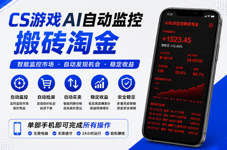 CS游戏AI自动监控搬砖淘金，稳定运行多年，支持任何形式验证，日入300+【揭秘】-大川资源分享站