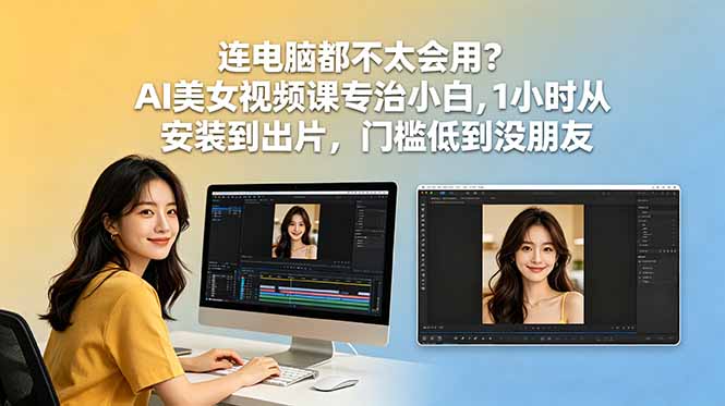 连电脑都不太会用？AI美女视频课专治小白，1小时从安装到出片，门槛低到没朋友-大川资源分享站
