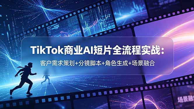 TikTok商业AI短片全流程实战：客户需求策划+分镜脚本+角色生成+场景融合-大川资源分享站