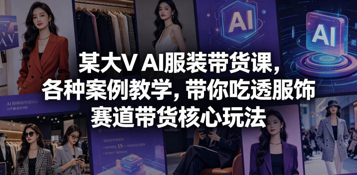某大V AI服装带货课，各种案例教学，带你吃透服饰赛道带货核心玩法-大川资源分享站