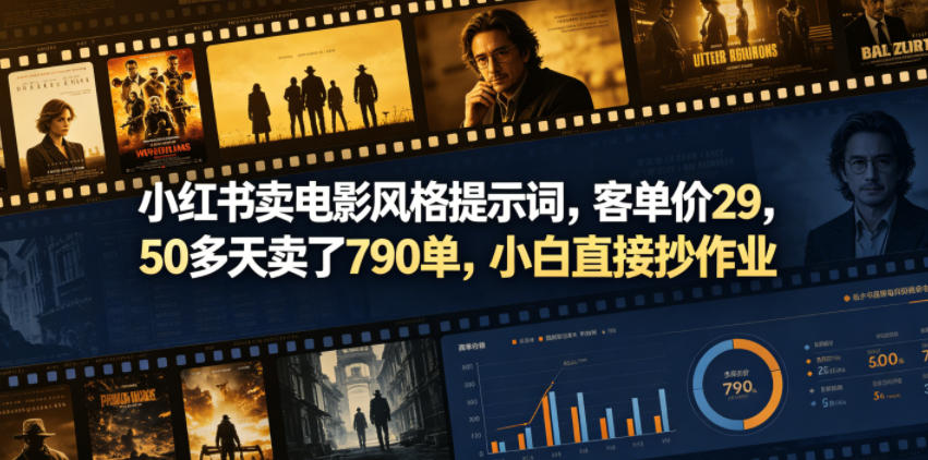 小红书卖电影风格提示词，客单价29，50多天卖了790单，小白直接抄作业！-大川资源分享站