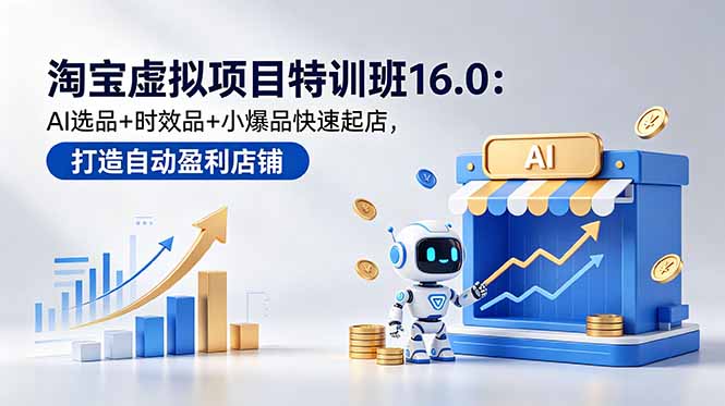 淘宝虚拟项目特训班16.0：AI选品+时效品+小爆品快速起店，打造自动盈利店铺-大川资源分享站