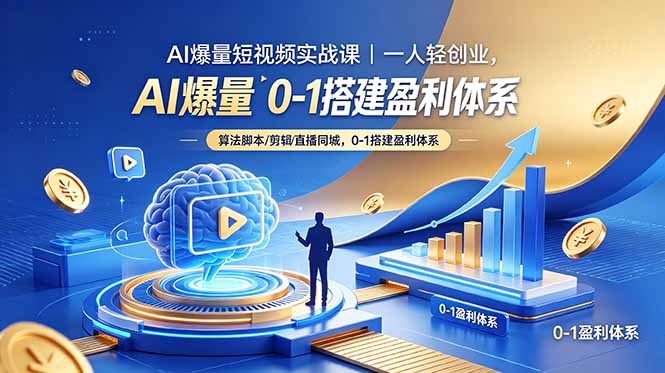AI爆量短视频实战课｜一人轻创业，算法脚本剪辑直播同城，0-1搭建盈利体系-大川资源分享站