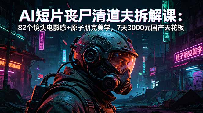 AI短片《丧尸清道夫》拆解课：82个镜头电影感+原子朋克美学，7天3000元国产天花板-大川资源分享站