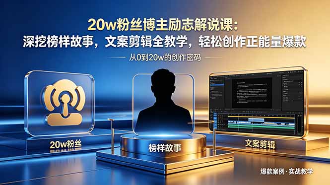 20w粉丝博主励志解说课：深挖榜样故事，文案剪辑全教学，轻松创作正能量爆款-大川资源分享站