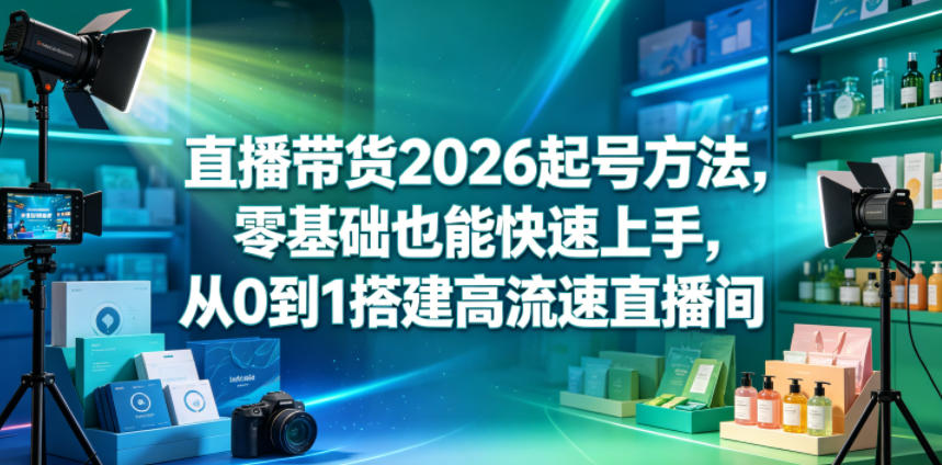 直播带货2026起号方法，零基础也能快速上手，从0到1搭建高流速直播间-大川资源分享站