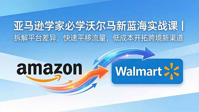亚马逊卖家必学沃尔玛新蓝海实战课｜拆解平台差异，快速平移流量，低成本开拓跨境新渠道-大川资源分享站