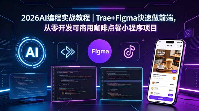 2026AI编程实战教程｜Trae+Figma快速做前端，从零开发可商用咖啡点餐小程序项目-大川资源分享站