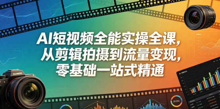 AI短视频全能实操全课，从剪辑拍摄到流量变现，零基础一站式精通-大川资源分享站