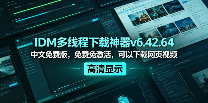 IDM多线程下载神器v6.42.64中文免费版，免费免激活，可以下载网页视频(例如飞书文档内的视频)-大川资源分享站