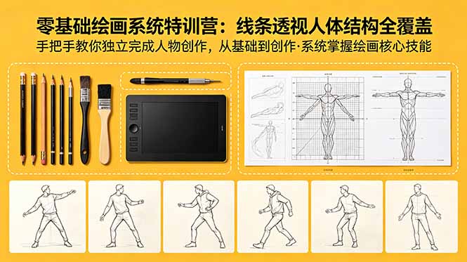 零基础绘画系统特训营：线条透视人体结构全覆盖，手把手教你独立完成人物创作-大川资源分享站