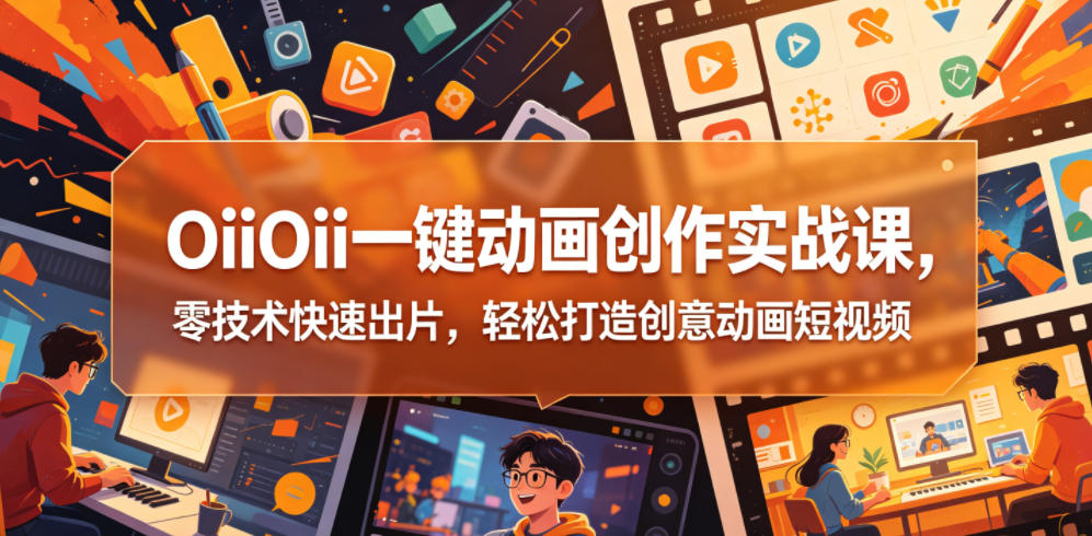 OiiOii一键动画创作实战课，零技术快速出片，轻松打造创意动画短视频-大川资源分享站