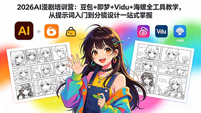 2026AI漫剧培训营：豆包+即梦+Vidu+海螺全工具教学，从提示词入门到分镜设计一站式掌握-大川资源分享站