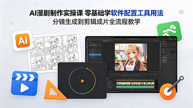 AI漫剧制作实操课 零基础学软件配置工具用法 分镜生成到剪辑成片全流程教学-大川资源分享站