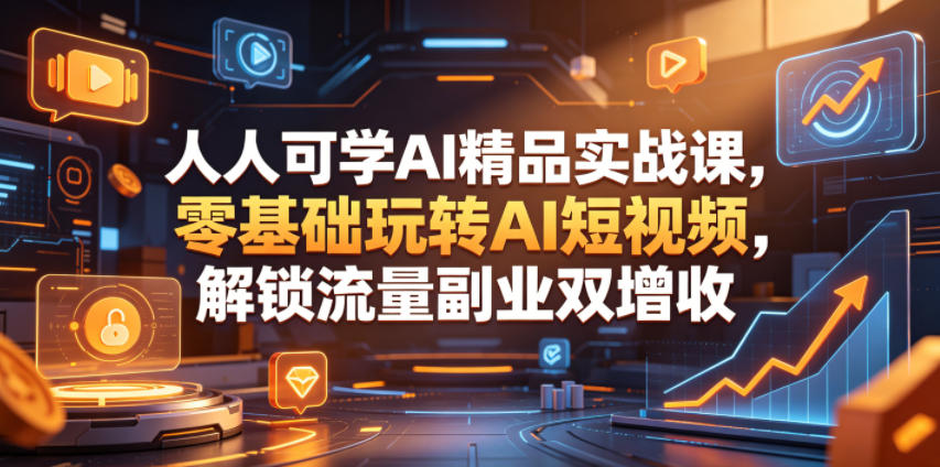 人人可学AI精品实战课，零基础玩转AI短视频，解锁流量副业双增收-大川资源分享站