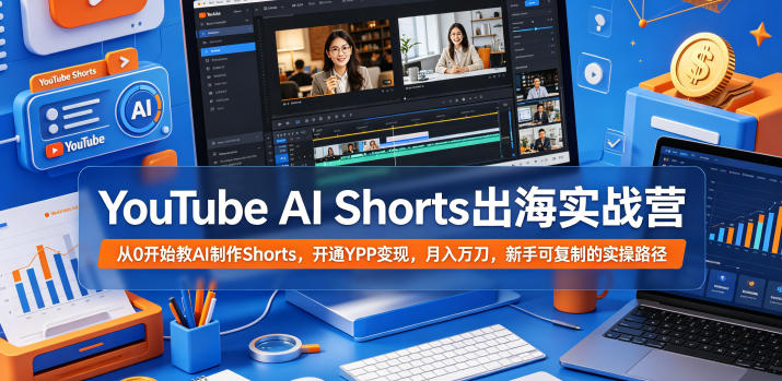 YouTube AI Shorts出海实战营，从0开始教AI制作Shorts，开通YPP变现，月入万刀，新手可复制的实操路径-大川资源分享站