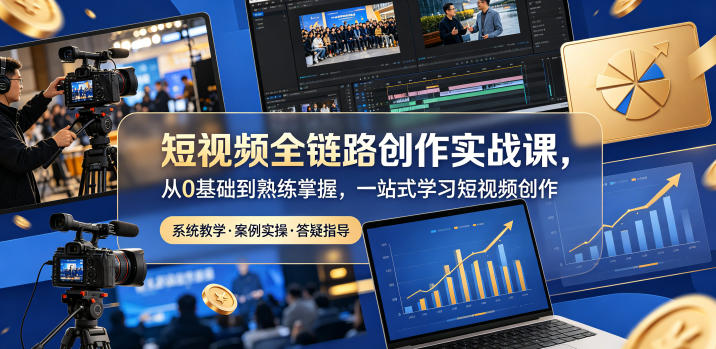 短视频全链路创作实战课，从0基础到熟练掌握，一站式学习短视频创作-大川资源分享站