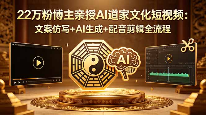 22万粉博主亲授AI道家文化短视频：文案仿写+AI生成+配音剪辑全流程-大川资源分享站
