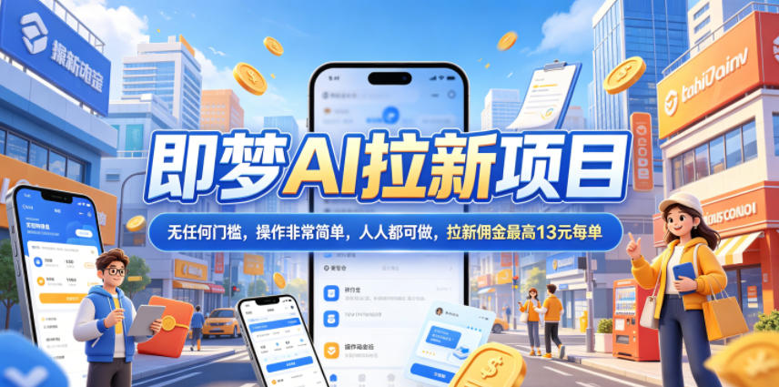 2026年即梦AI拉新项目最新玩法，无任何门槛，操作非常简单，人人都可做，拉新佣金最高13元每单-大川资源分享站