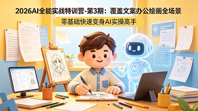 2026AI全能实战特训营-第3期：覆盖文案办公绘画全场景 零基础快速变身AI实操高手-大川资源分享站
