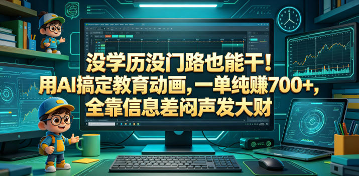 没学历没门路也能干！用AI搞定教育动画，一单纯賺700+，全靠信息差闷声发大财【揭秘】-大川资源分享站