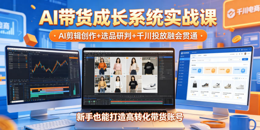 AI带货成长系统实战课，AI剪辑创作+选品研判+千川投放融会贯通，新手也能打造高转化带货账号(更新2026年)-大川资源分享站
