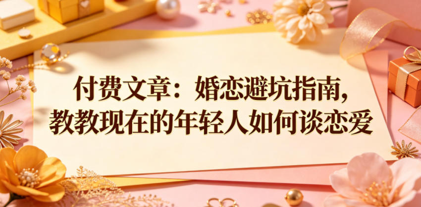 付费文章：婚恋避坑指南，教教现在的年轻人如何谈恋爱-大川资源分享站