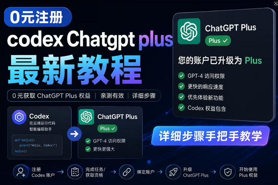 0元全自动注册codex gpt plus最新教程，0元获取GPT Plus权益，手把手详细教学-大川资源分享站
