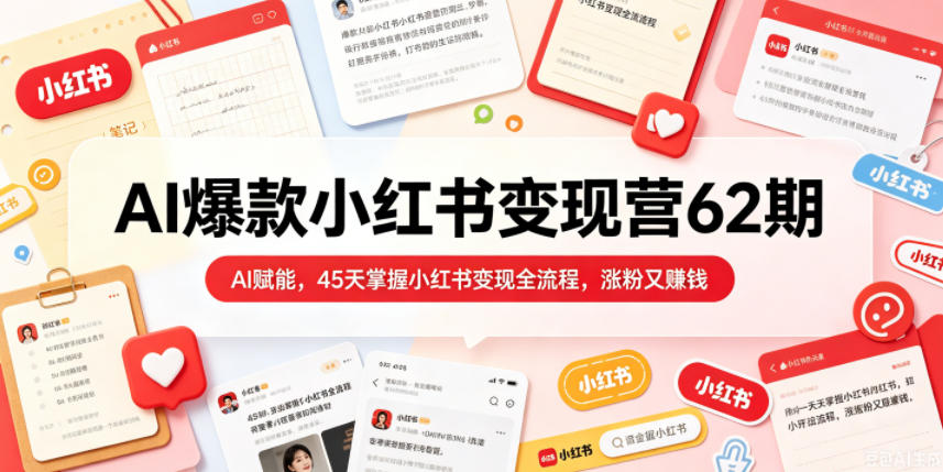AI爆款小红书变现营62期2026年5月，AI赋能，45天掌握小红书变现全流程，涨粉又賺钱-大川资源分享站