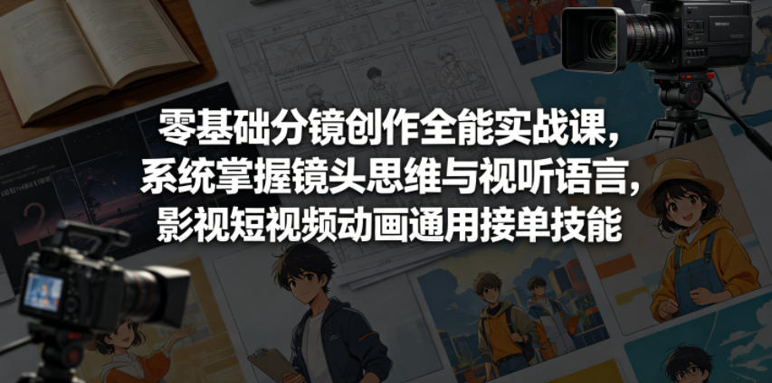 零基础分镜创作全能实战课，系统掌握镜头思维与视听语言，影视短视频动画通用接单技能-大川资源分享站