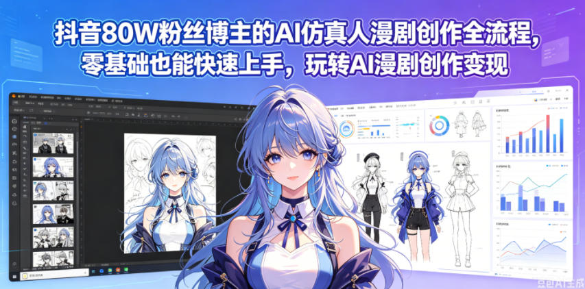 抖音80W粉丝博主的AI仿真人漫剧创作全流程，零基础也能快速上手，玩转AI漫剧创作变现-大川资源分享站