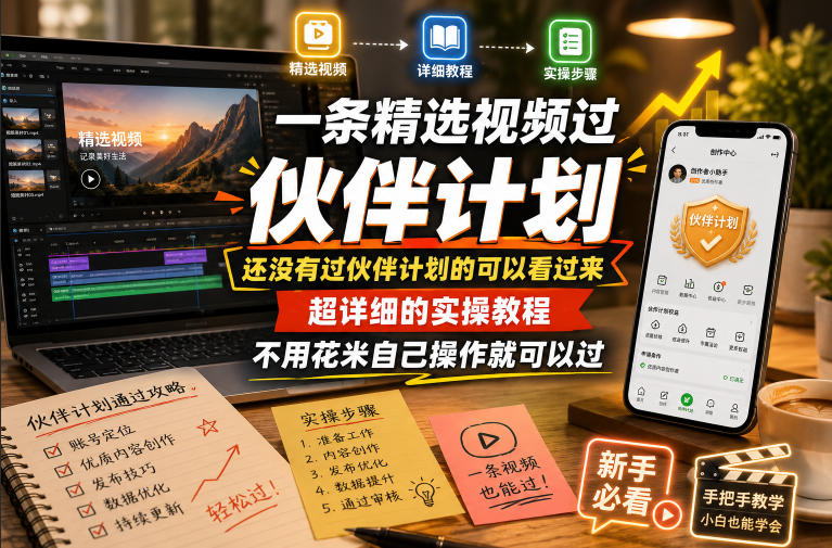 一条精选视频过伙伴计划，还没有过伙伴计划的可以看过来，超详细的实操教程，不用花米自己操作就可以过-大川资源分享站