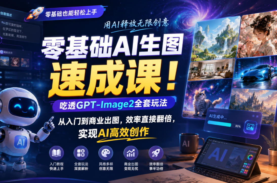 零基础AI生图速成课！吃透GPT-Image2全套玩法，从入门到商业出图，效率直接翻倍，实现AI高效创作-大川资源分享站