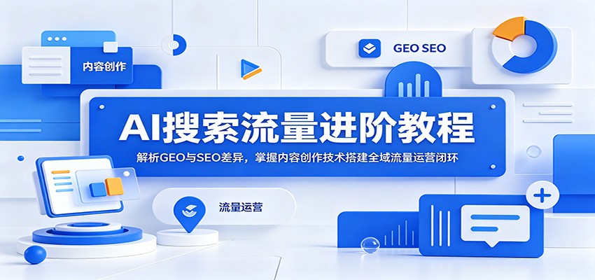 AI搜索流量进阶教程：解析GEO与SEO差异，掌握内容创作技术搭建全域流量运营闭环-大川资源分享站